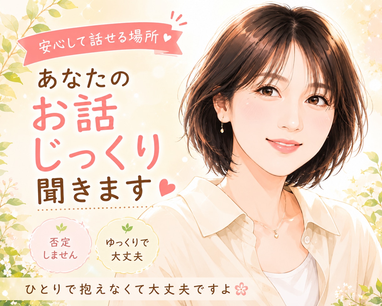 あなたの気持ちを大切にゆっくりお話お聞きします 心が楽になりますように(* u.u)安心して話せる場所です イメージ1