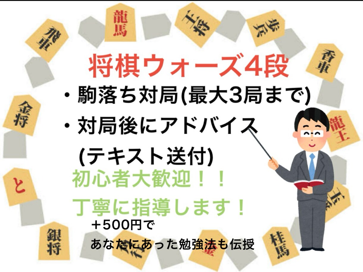 将棋アマ四段が指導！駒落ち対局で上達できます 駒落ち対局で攻め方を覚えて勝ち切る力をつけよう！ イメージ1