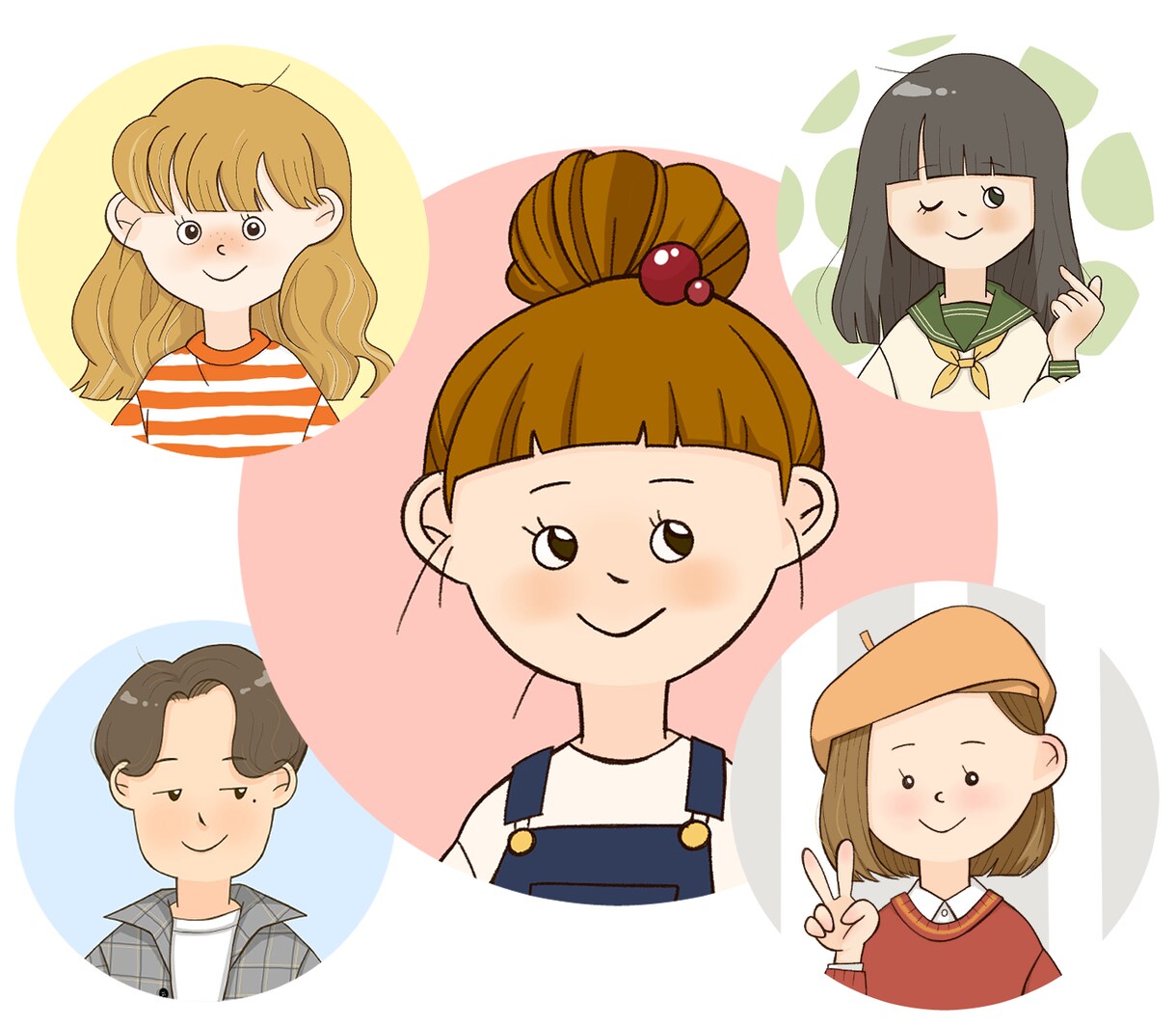 ゆるポップ・かわいいアイコン作成します 希望の髪型・洋服でオリジナル☆表情差分500円☆商用OK イメージ1