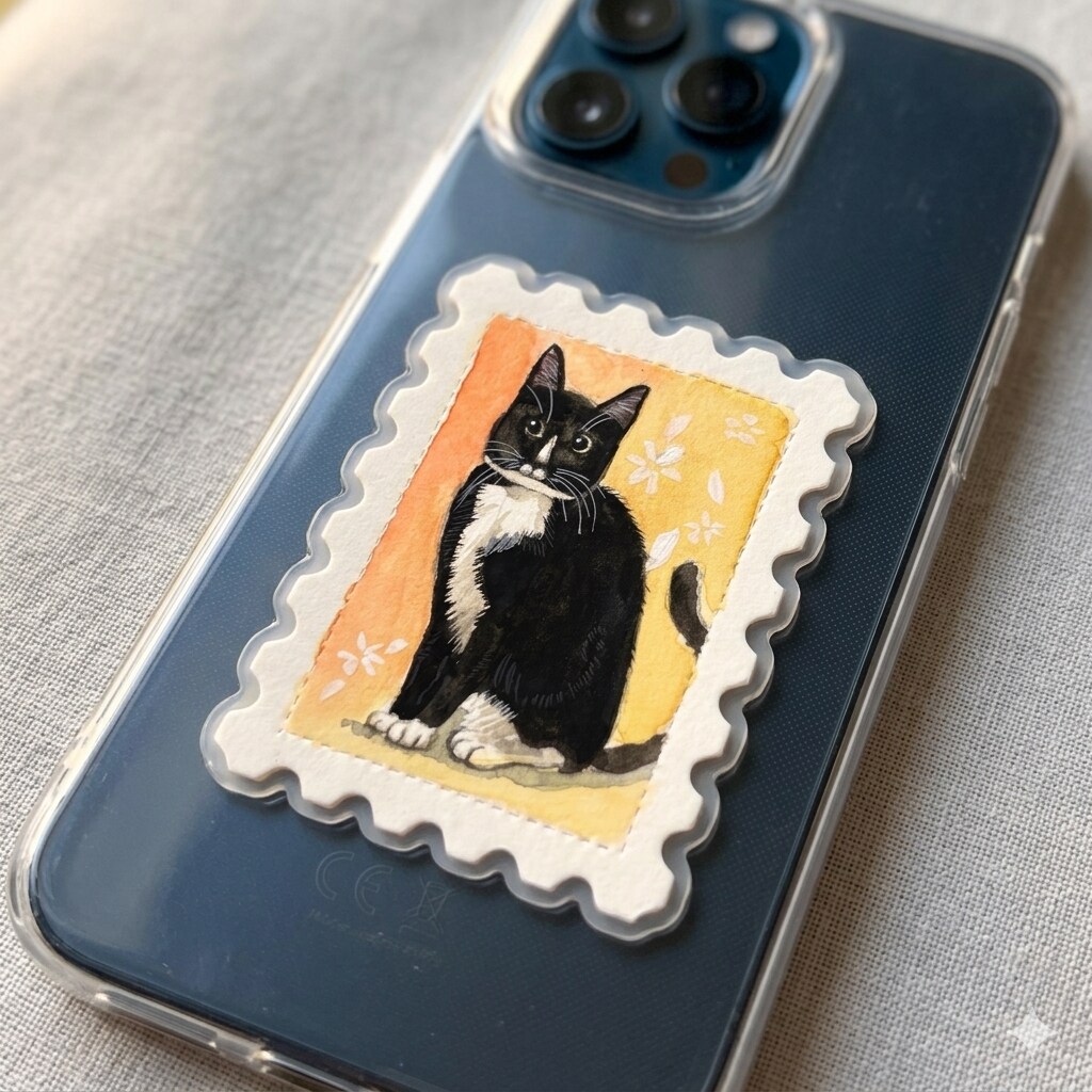 切手型⭐︎大切なペットを、小さな水彩画にします 手のひらに収まる宝物。ペットの「切手型」水彩肖像画描きます イメージ8