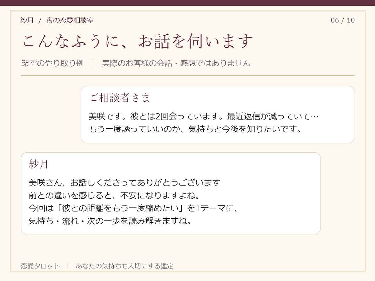 恋愛タロットであの人の気持ちと恋の行方を占います 片想い・復縁・曖昧な恋に。鑑定書と次の一歩をお届け イメージ6