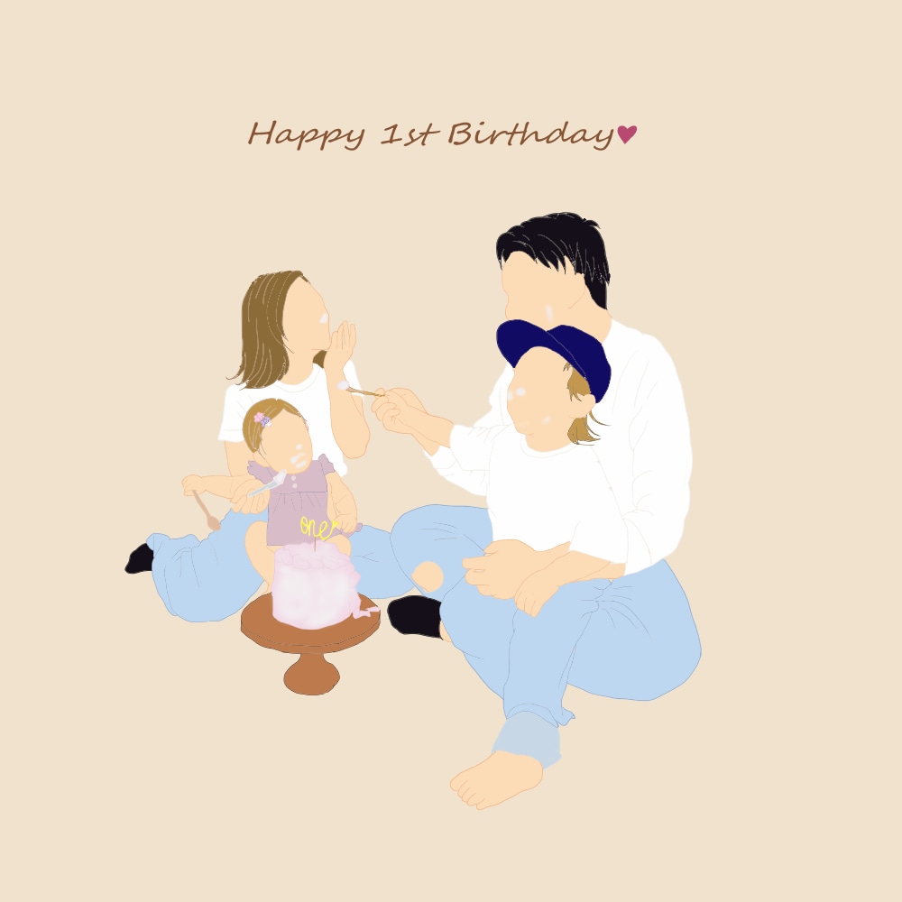 即日◎お写真からイラスト描きます 赤ちゃんや家族の思い出をやさしいイラストに イメージ3