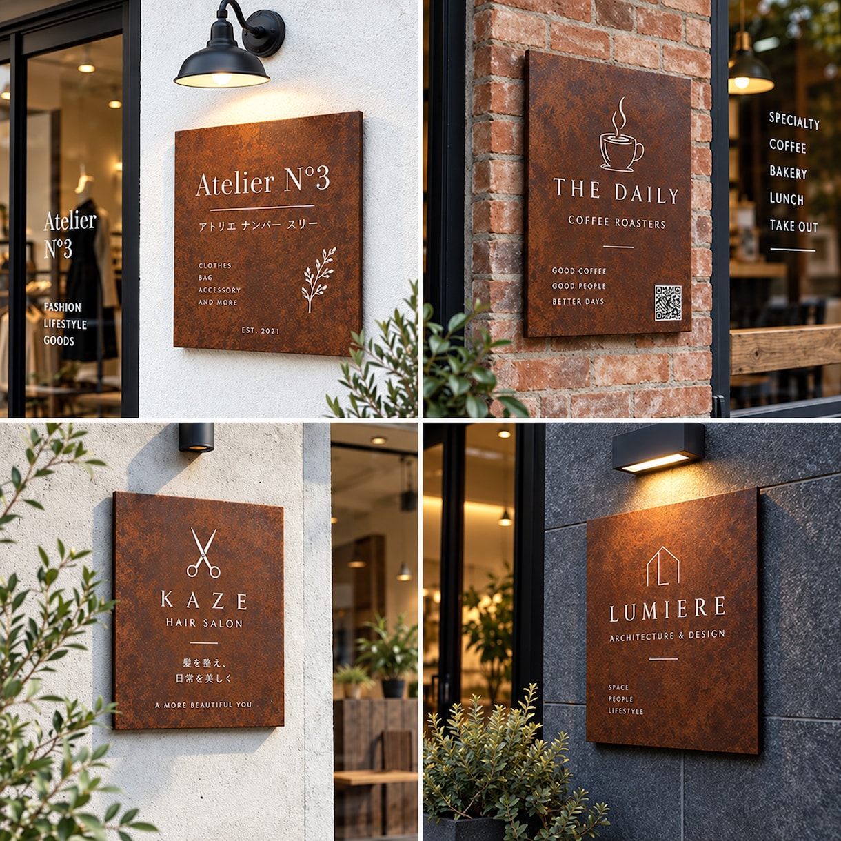 錆鉄の店舗ロゴ看板をオーダー製作しますます 自然な錆の表情を生かした、世界に一つの店舗サイン イメージ1