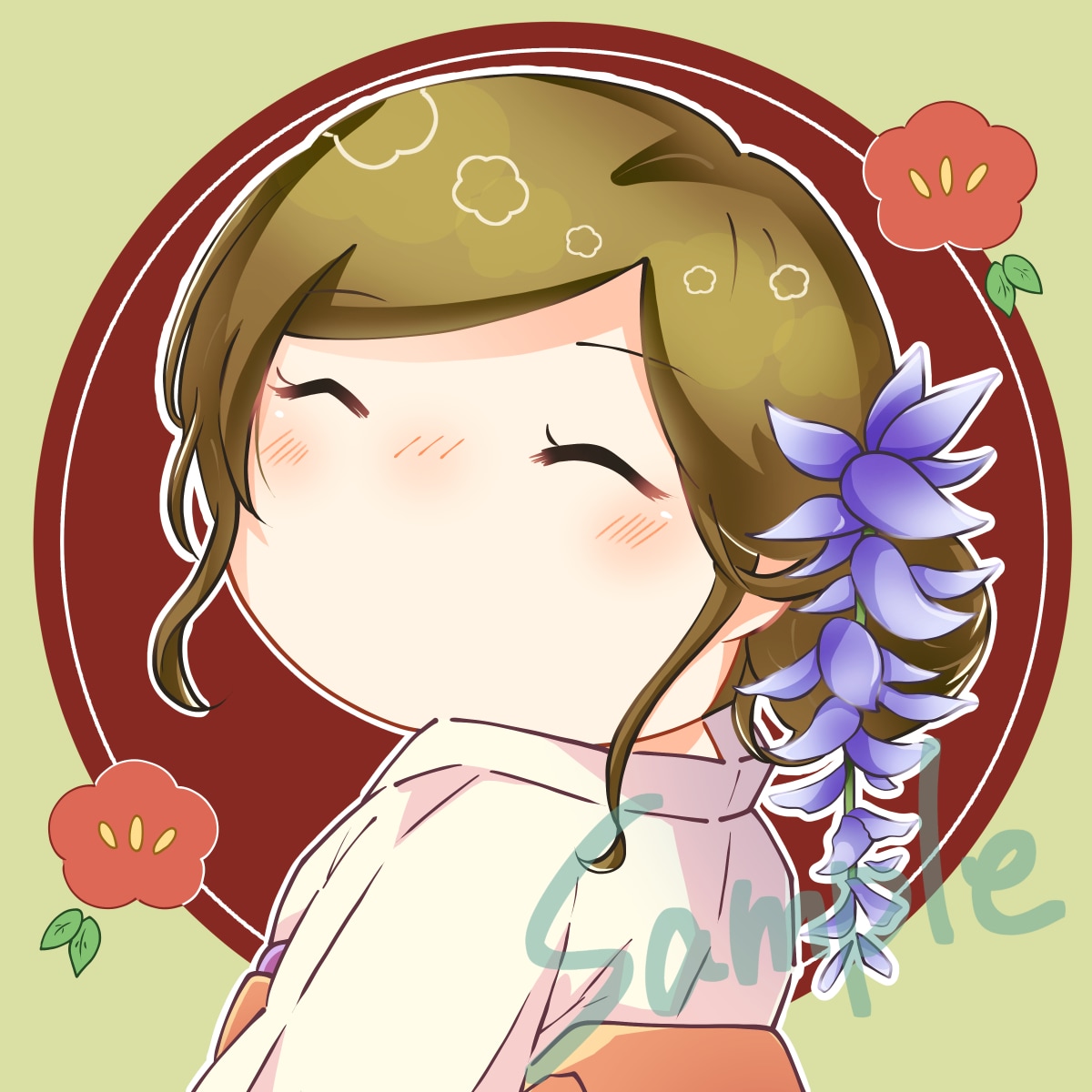 まるい顔のデフォルメキャラでアイコンお描き致します あなただけのゆるふわポップなアイコンで彩ってみませんか？ イメージ2