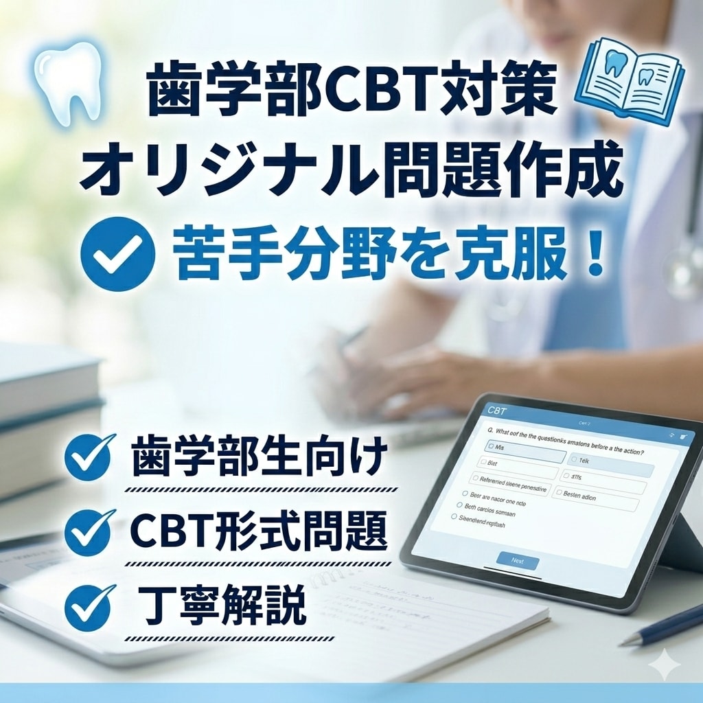 歯学部CBT対策｜オリジナル問題を作成します 歯学部CBTの頻出分野をオリジナル問題で徹底トレーニング イメージ1