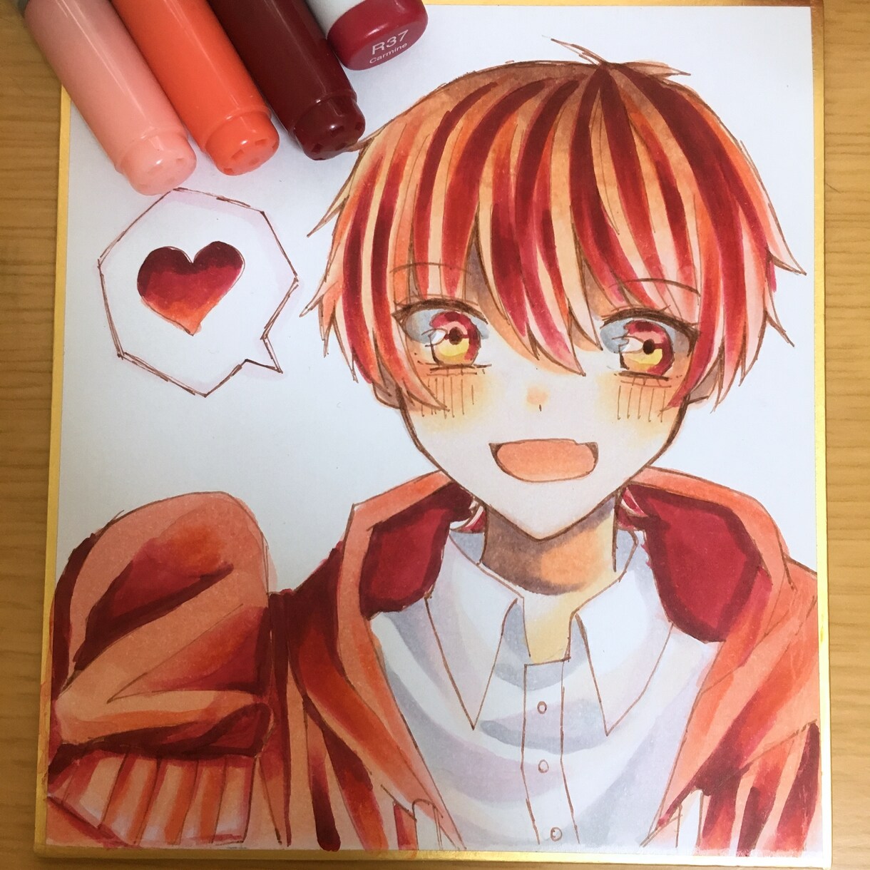 赤血球様★夢絵★コピック★手描きイラスト★アナログイラスト★創作★ 色紙イラスト(コピック)かきます お好きなキャラやうちの子を色紙