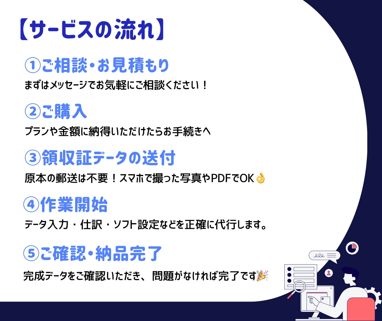 個人事業主：領収書入力・会計ソフト設定代行します 本業に集中したい方へ！正確で丁寧な経理サポートを届けます イメージ3