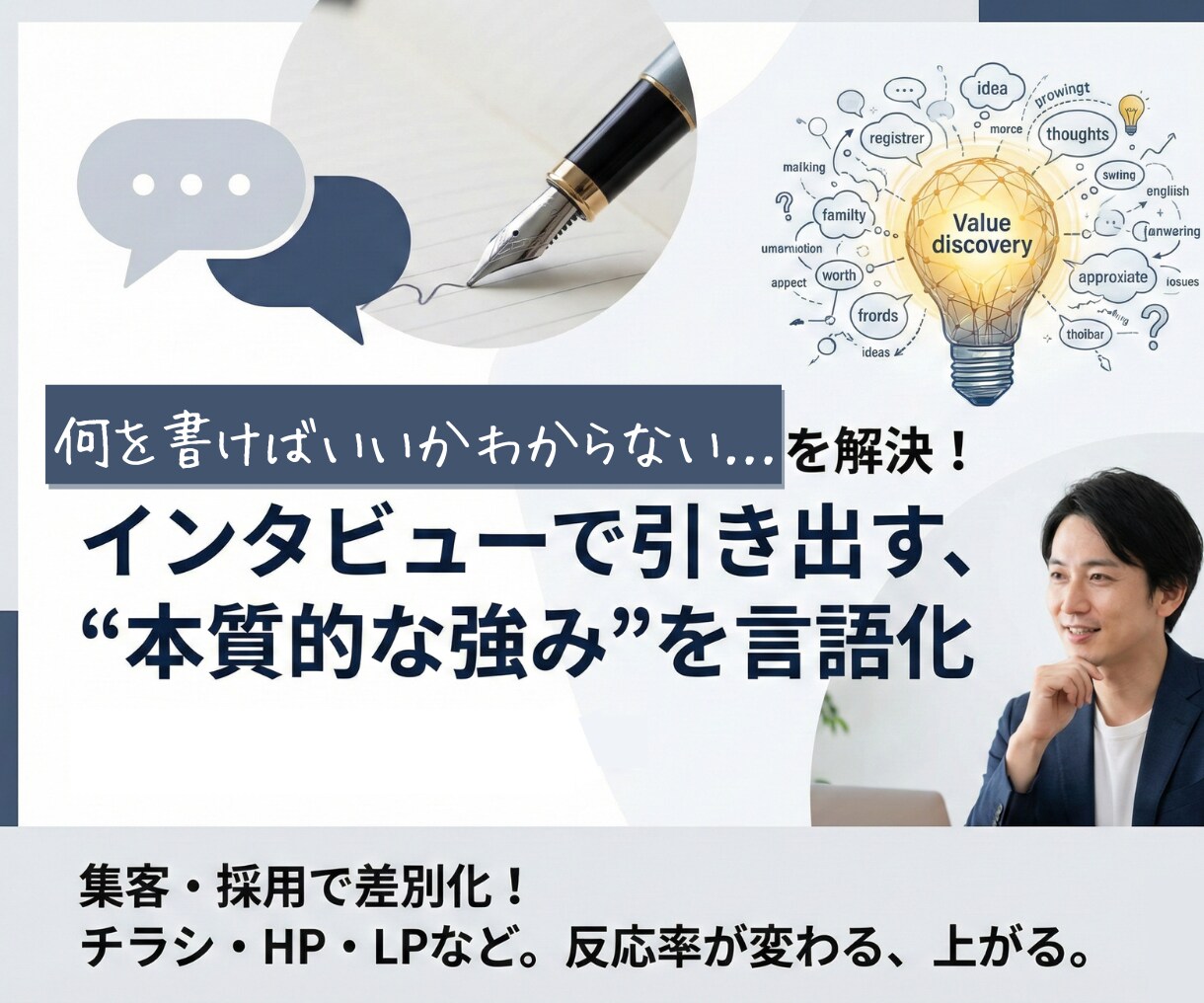 集客・採用に/インタビューで強みを言語化します 300件超の実績で培った言語化力で、「刺さる言葉」に変換 イメージ1