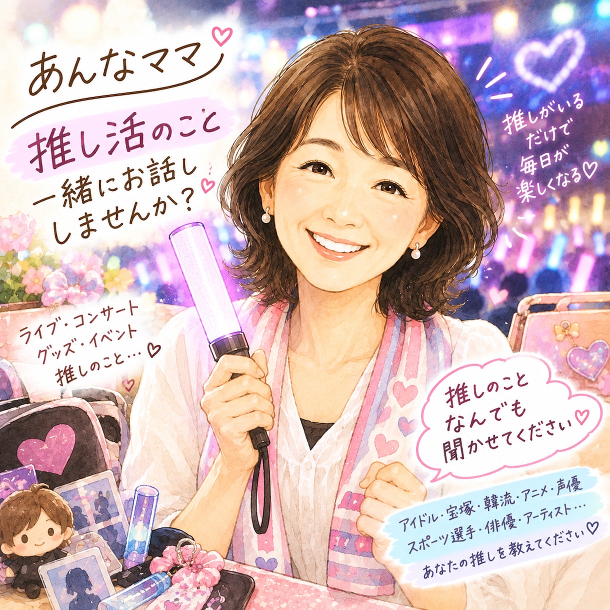推し活のお話し思いっきり聞きます 推しへの愛、推し活の楽しさや悩みなども語ってくださいね イメージ1
