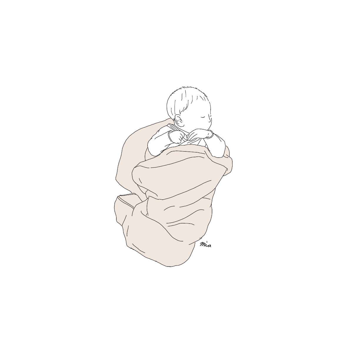 ニューボーン・赤ちゃんの線画イラストをお描きします 大切な「はじめての思い出」を優しくおしゃれな線画イラストに イメージ2