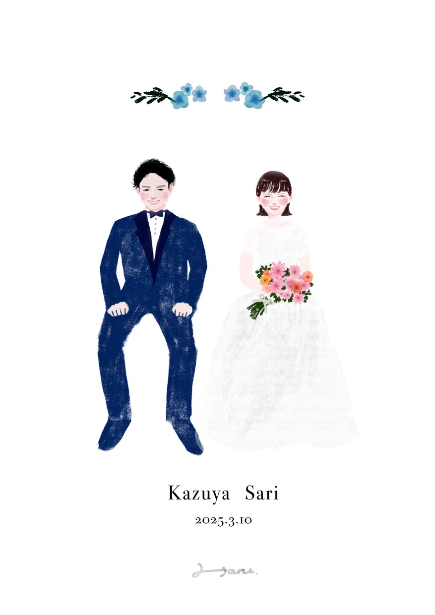 好き、を散りばめた可愛い似顔絵を描きます 誕生日や記念の贈り物にぴったりです。 イメージ5