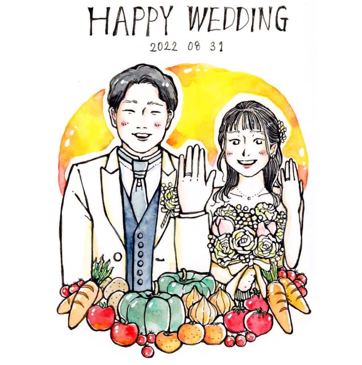 手描き水彩＊記念日にがおえ描きます 原画とデータお渡し！祝いの贈り物にピッタリです♪ イメージ10