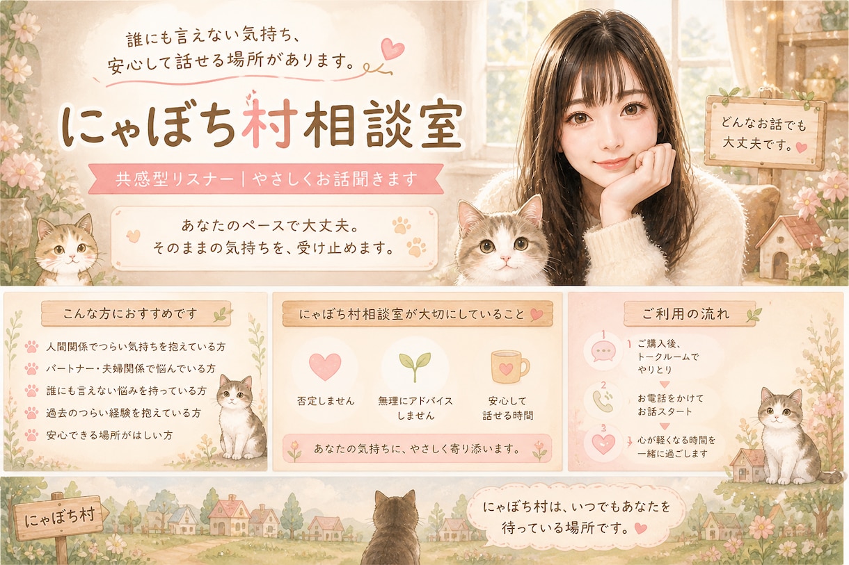 誰にも言えない辛さ優しく聞きます 否定しません。どんなお話でも安心して話せる場所です イメージ1