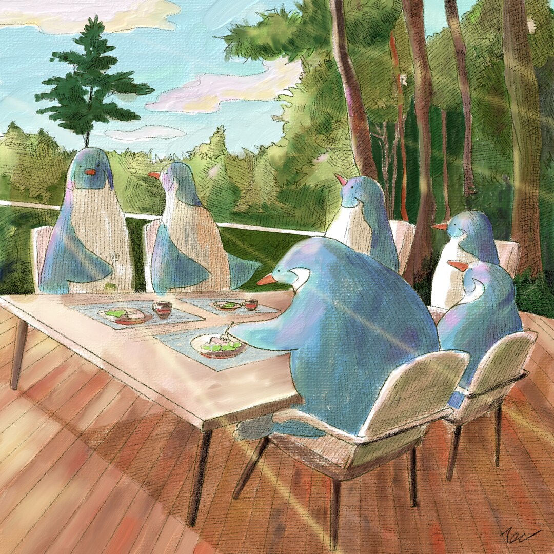 油絵風のゆるふわペンギンのイラスト作製します スマホやタブレットのサイズに対応/アイコン/商用利用/ イメージ4