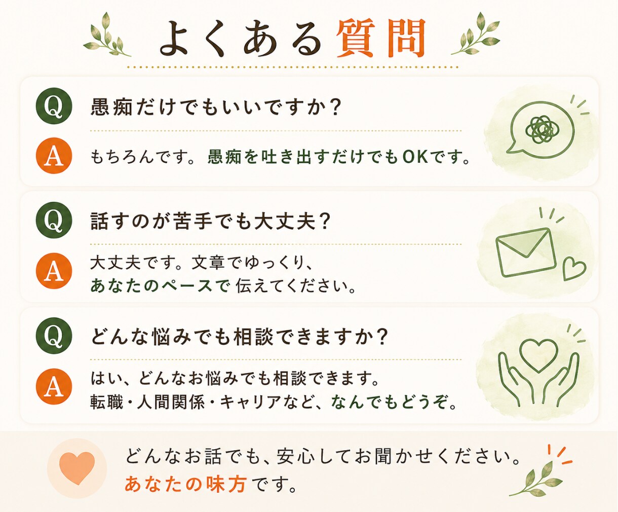 介護士の悩みをお聞きし、問題点を具体的に整理します 【介護福祉士15年】現役介護士の愚痴・悩みを全て受け止めます イメージ5