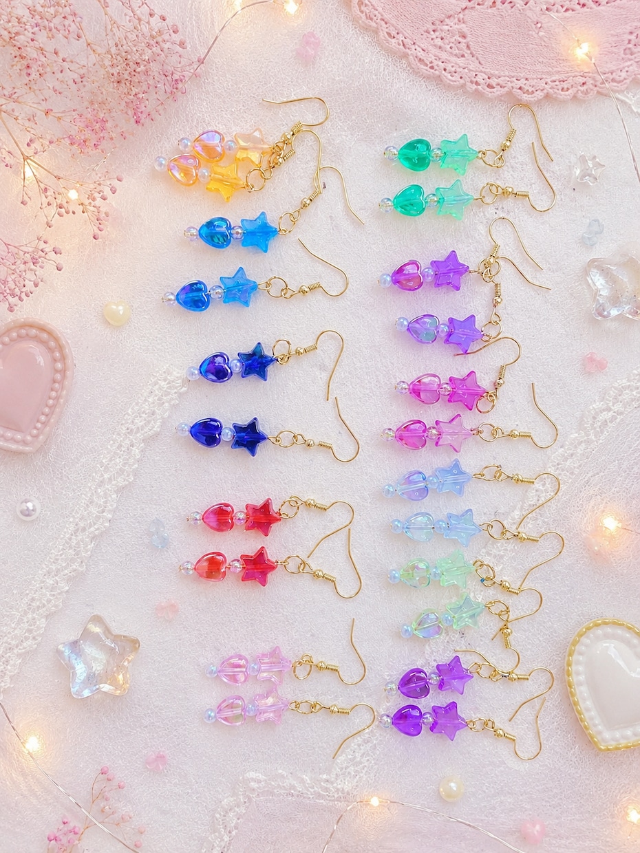 好きな色でハート＆星のビーズアクセサリーを作ります 好きな色であなただけのアクセサリーを作ります イメージ1