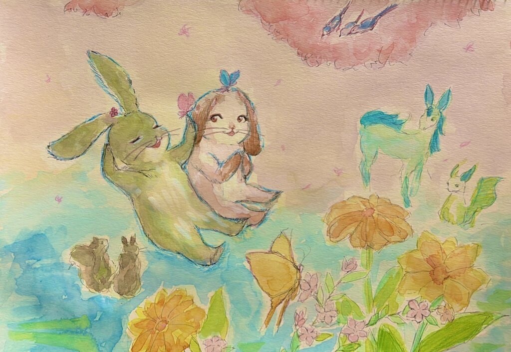 うさぎさんの水彩画を描きます 幸せうさぎ隊がうーちゃんのイラストを描いてお届け！ イメージ7