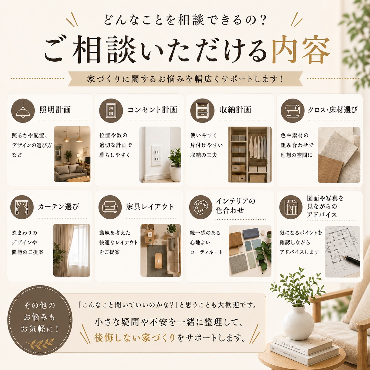 住まいづくりの不安をプロに相談できます 住まいづくりのお悩み相談｜30日間いつでも気軽に相談できます イメージ2