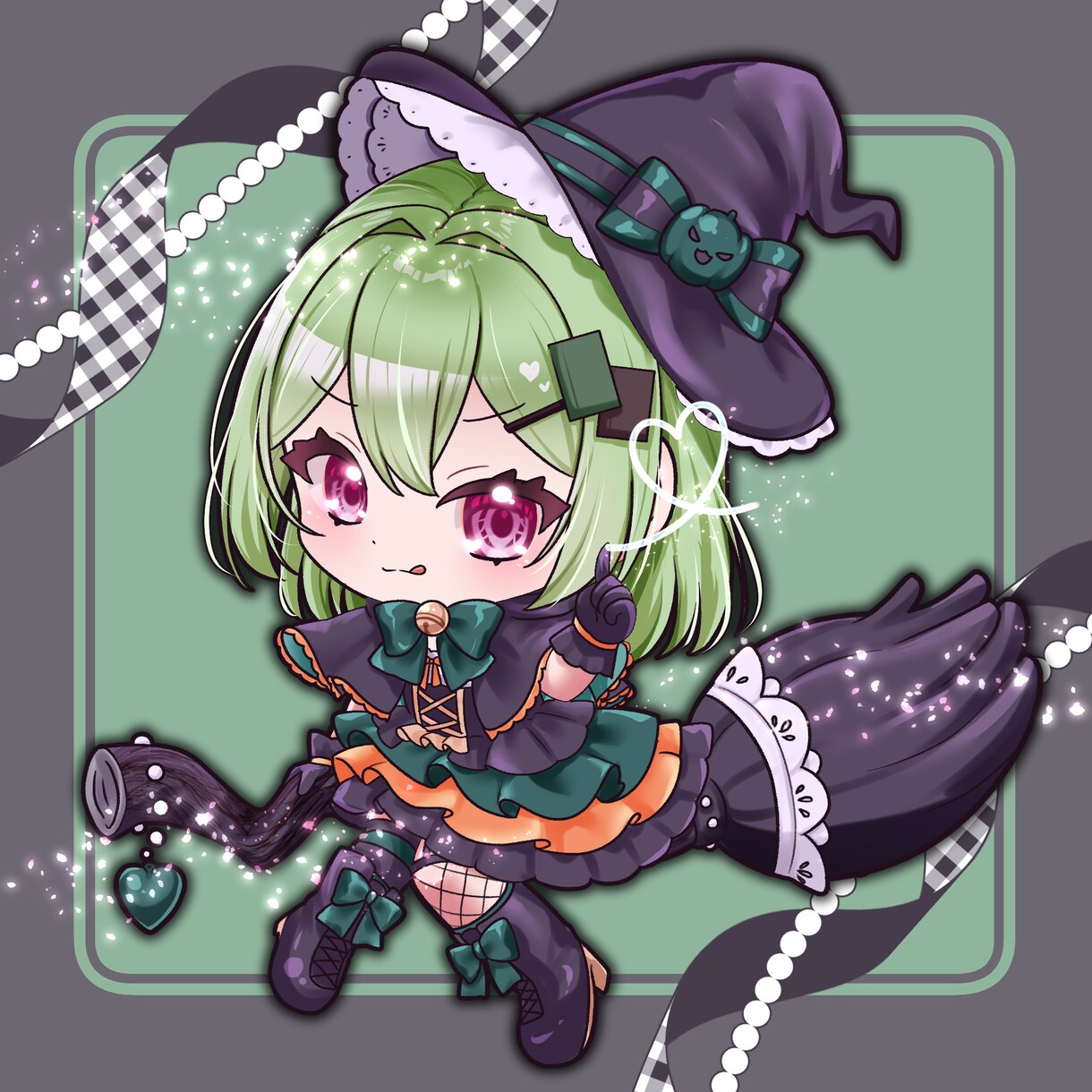 ハロウィン魔女のSDミニキャラ量産イラスト描きます 最短翌日納品OK♡髪型・衣装カラー変更も自由！配信やSNSに イメージ6