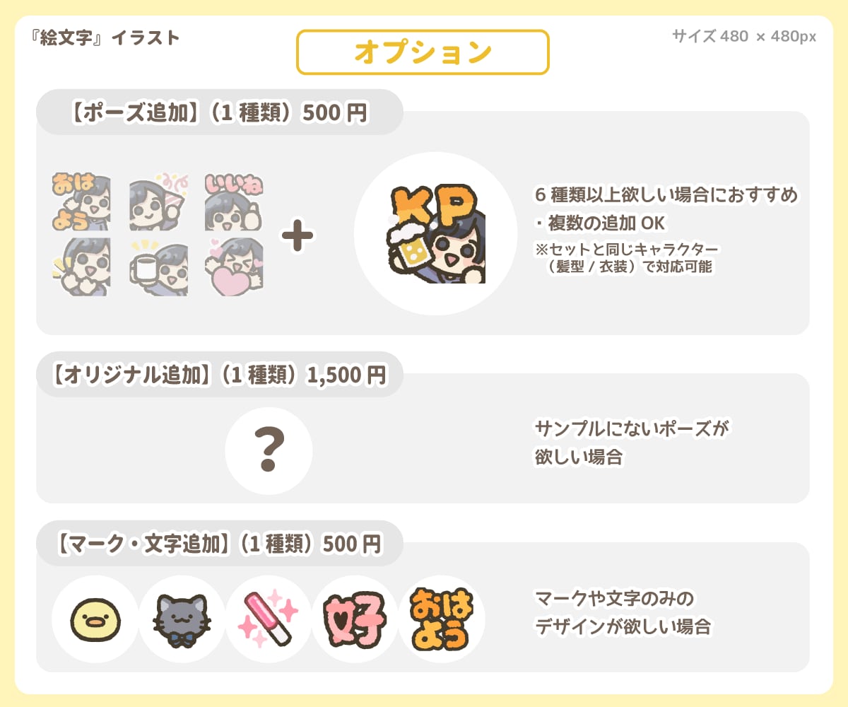 ゆるい【絵文字】イラスト（6種類）描きます 「80種類以上から選べる！」配信の絵文字に！ イメージ4