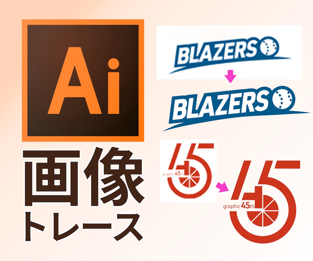 ロゴ、イラスト、画像をトレース！Aiデータ化します 迅速、丁寧、高品質！Aiデータ化お任せください イメージ1