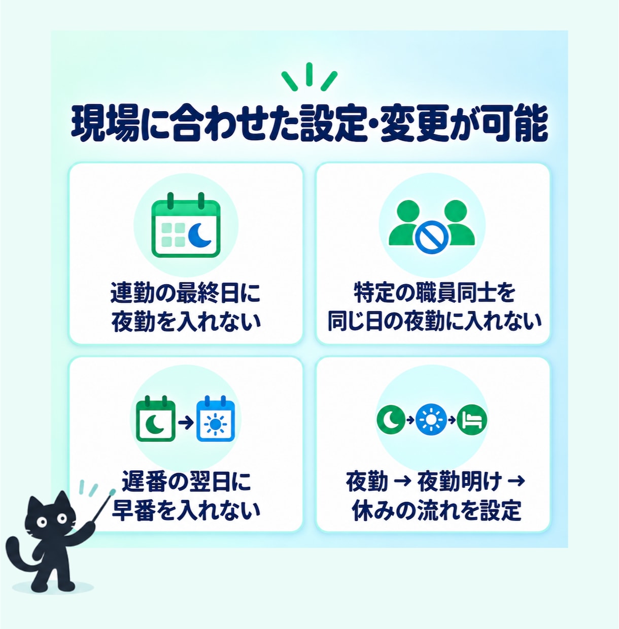勤務表を自動作成します 「うちはルールが多いから無理」を、できるかも！に イメージ2