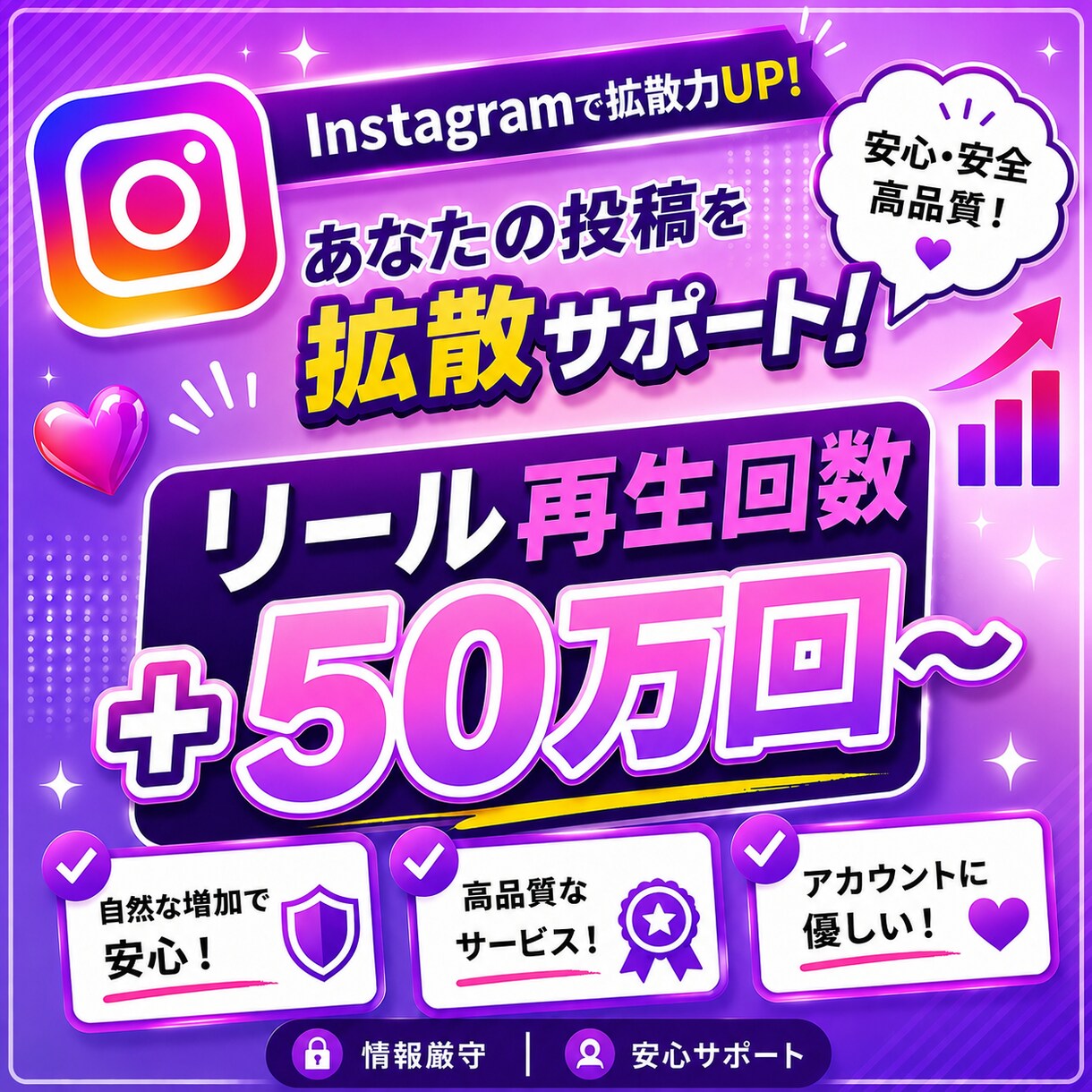 Instagramリール再生回数50万回増やします 【出品記念価格！さらに10%UP】迅速に対応いたします⭐️ イメージ1