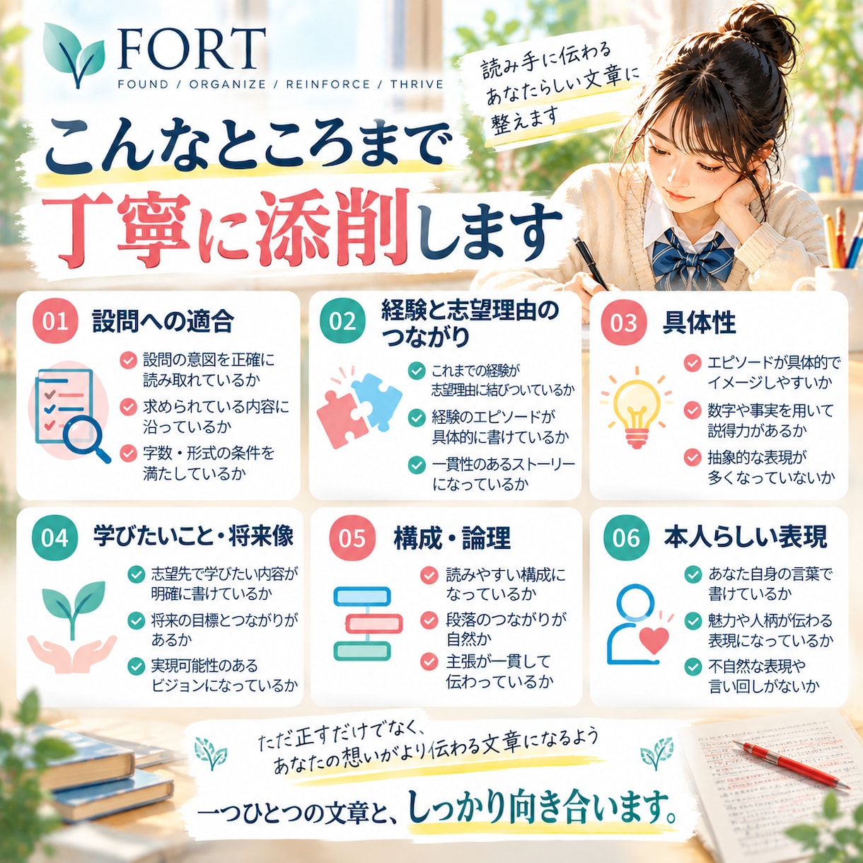 志望理由書・自己PRを添削します 元高校国語科教諭が書き直し方まで丁寧にサポート イメージ3