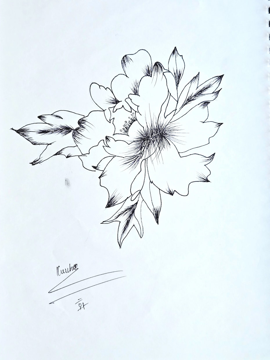 繊細な植物・ボタニカルのタトゥーデザイン画描きます 独学ならではの温かみのある植物線画。タトゥーやアイコンに イメージ4