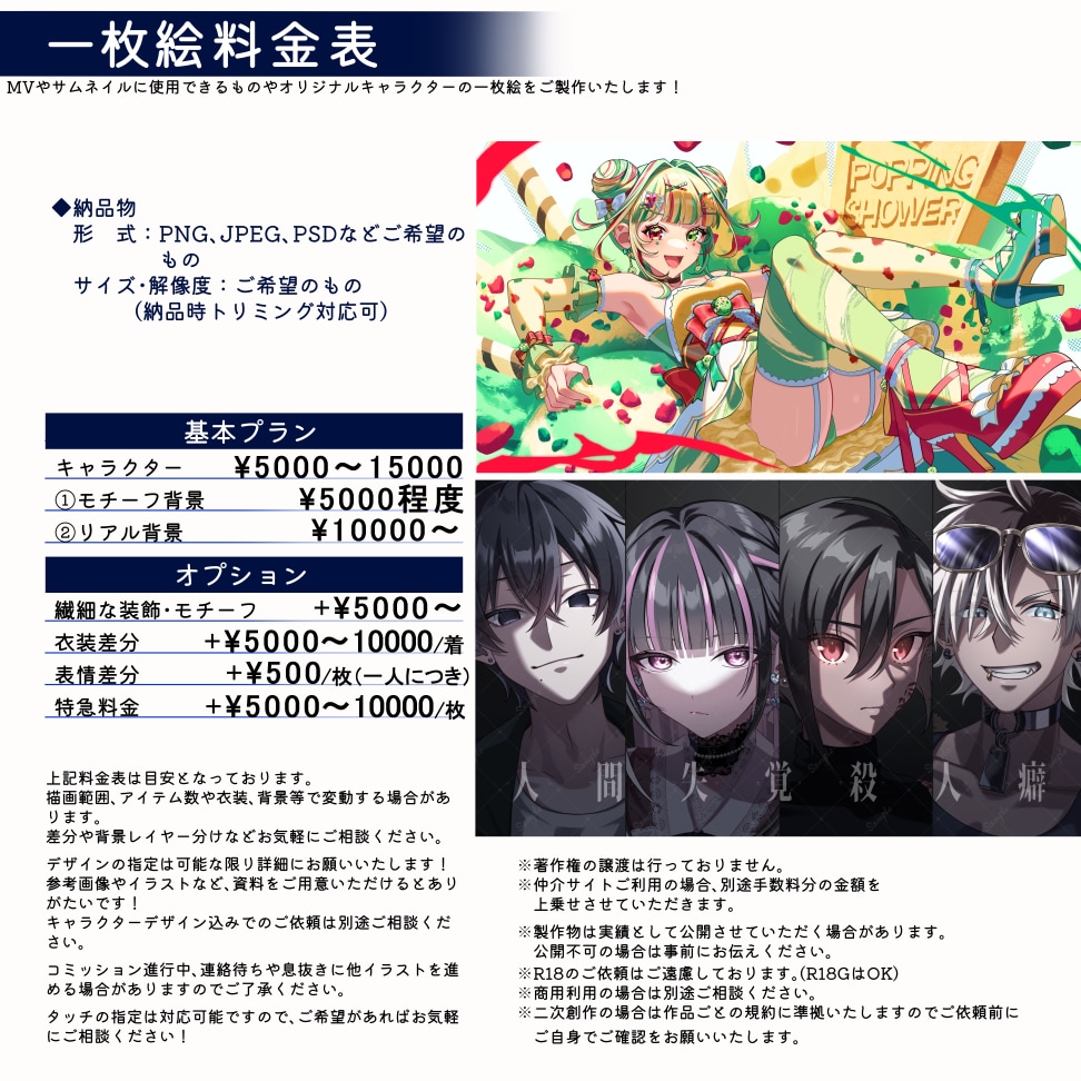 キャラクターの一枚絵ご製作いたします MVイラストやオリジナルキャラクターのイラストなど！ イメージ2