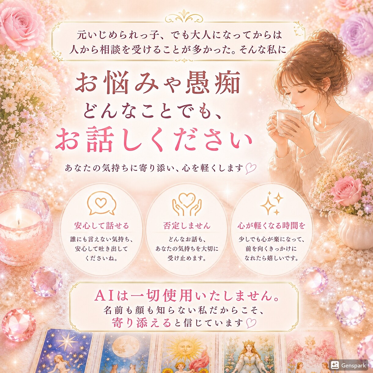 元いじめられっ子の私が貴方の良き理解者になります そのお悩みや愚痴、私にぶつけてください。秘密は厳守します。 イメージ1