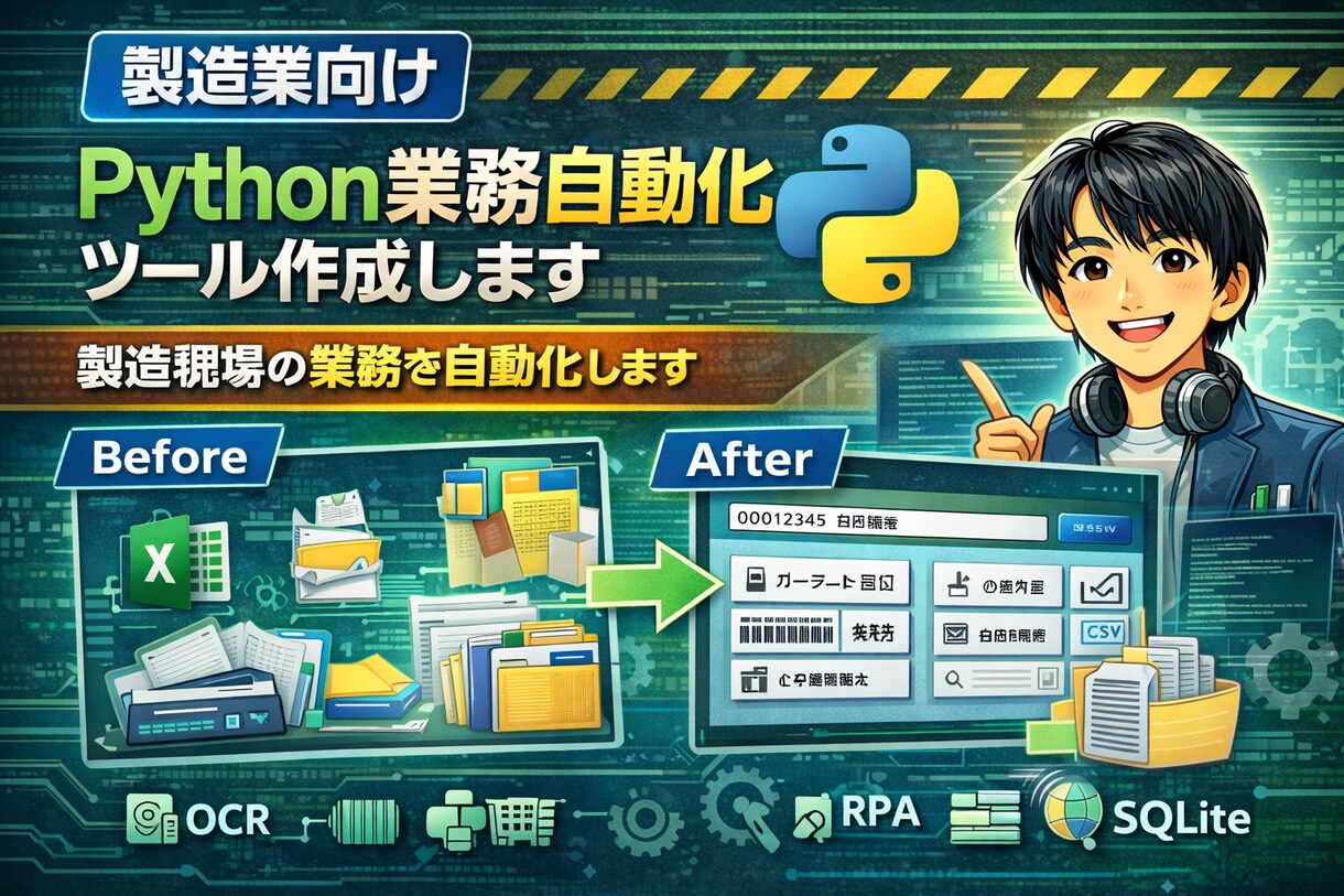 製造業向けPython自動化ツール作成します 製造業向け業務自動化を支援します イメージ1