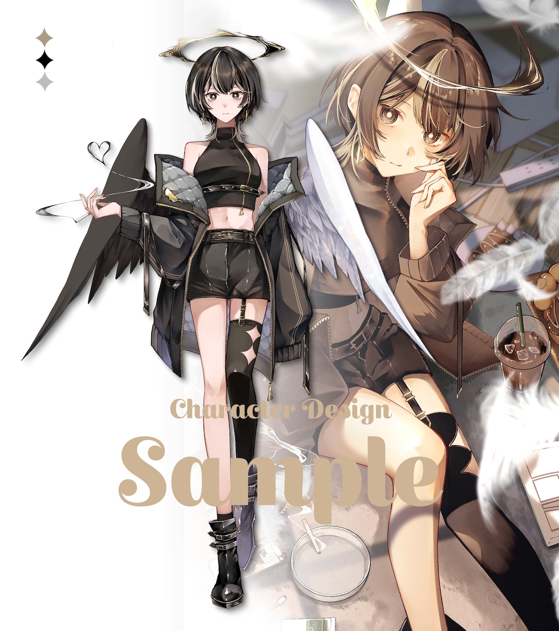 一枚絵や立ち絵などのイラスト作成承ります 主に逆光などの光が入ったキラキラしたイラストが得意です！ イメージ1