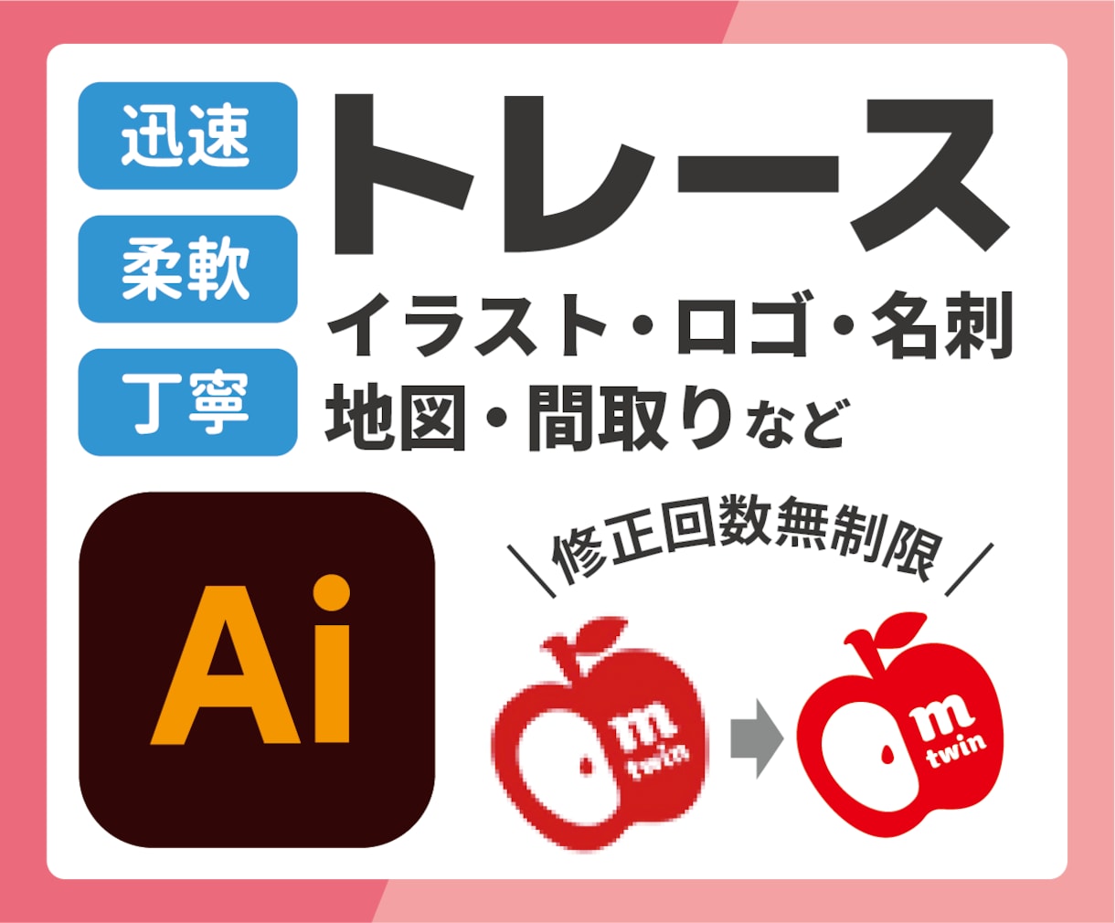 ロゴ・イラストを滑らかに｜トレース・データ化します ロゴ・イラスト・地図・名刺・間取りのトレースなど イメージ1