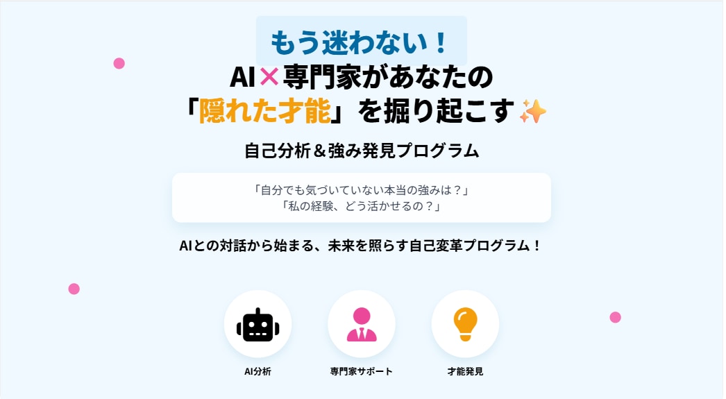 就活　ガクチカ　あなたの隠れた才能を発見します AI×専門家で隠れた才能を言語化　自己分析レポート作成 イメージ1