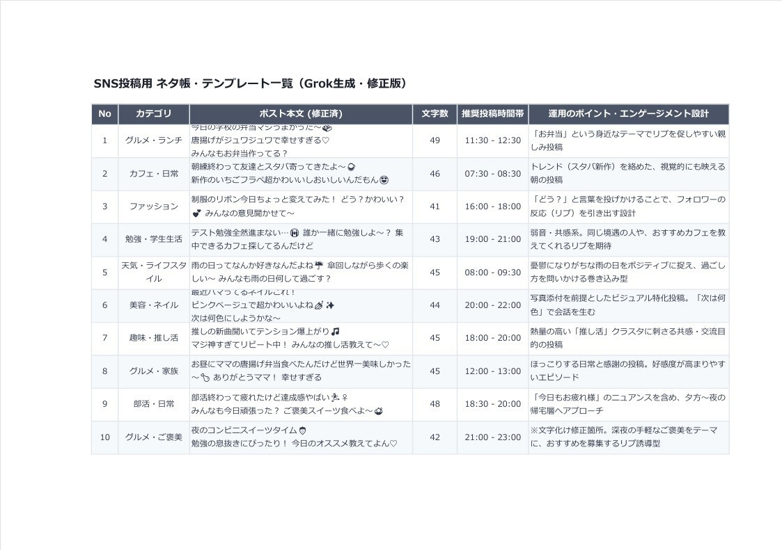 X運用に使えるあなた専用ポスト50個作ります ネタ切れ不要。あなたの設定で50個まるごと納品します イメージ3