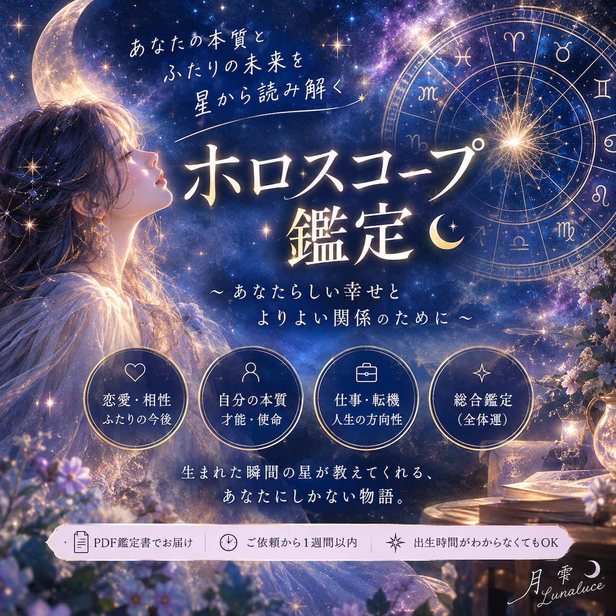 あの人との相性・恋愛の可能性を鑑定します 星が教えてくれる本当のあなたと幸せへのヒント★ イメージ1