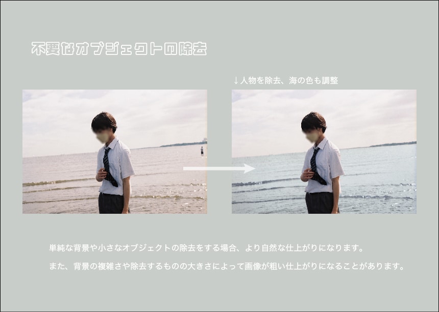 お写真加工致します 不要なオブジェクトの除去、背景の引き伸ばしなどさせて頂きます イメージ3