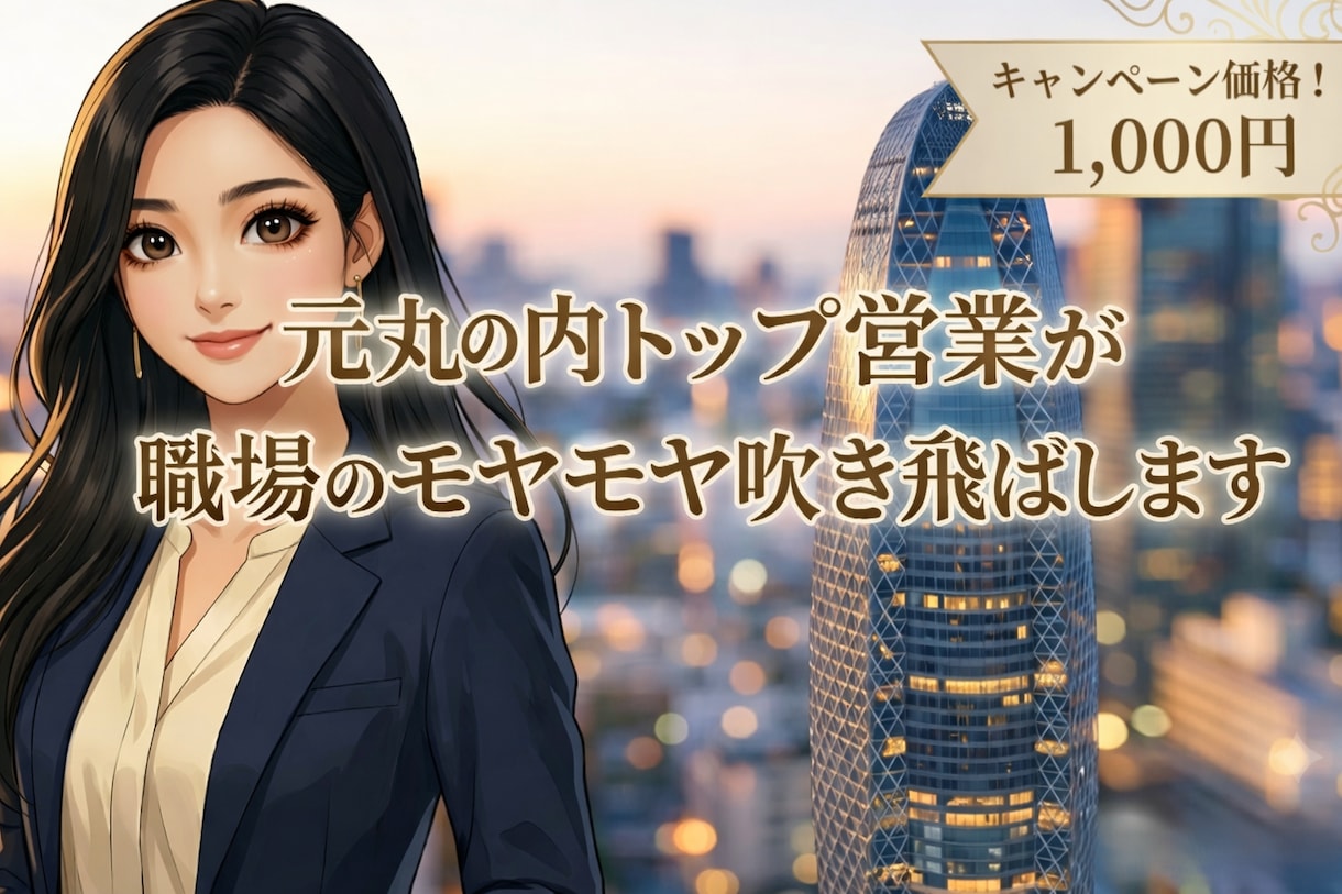 元丸の内トップ営業が職場のモヤモヤ吹き飛ばします 1日300人と対峙したプロが伝授！あなたの心を晴天にします♪ イメージ1