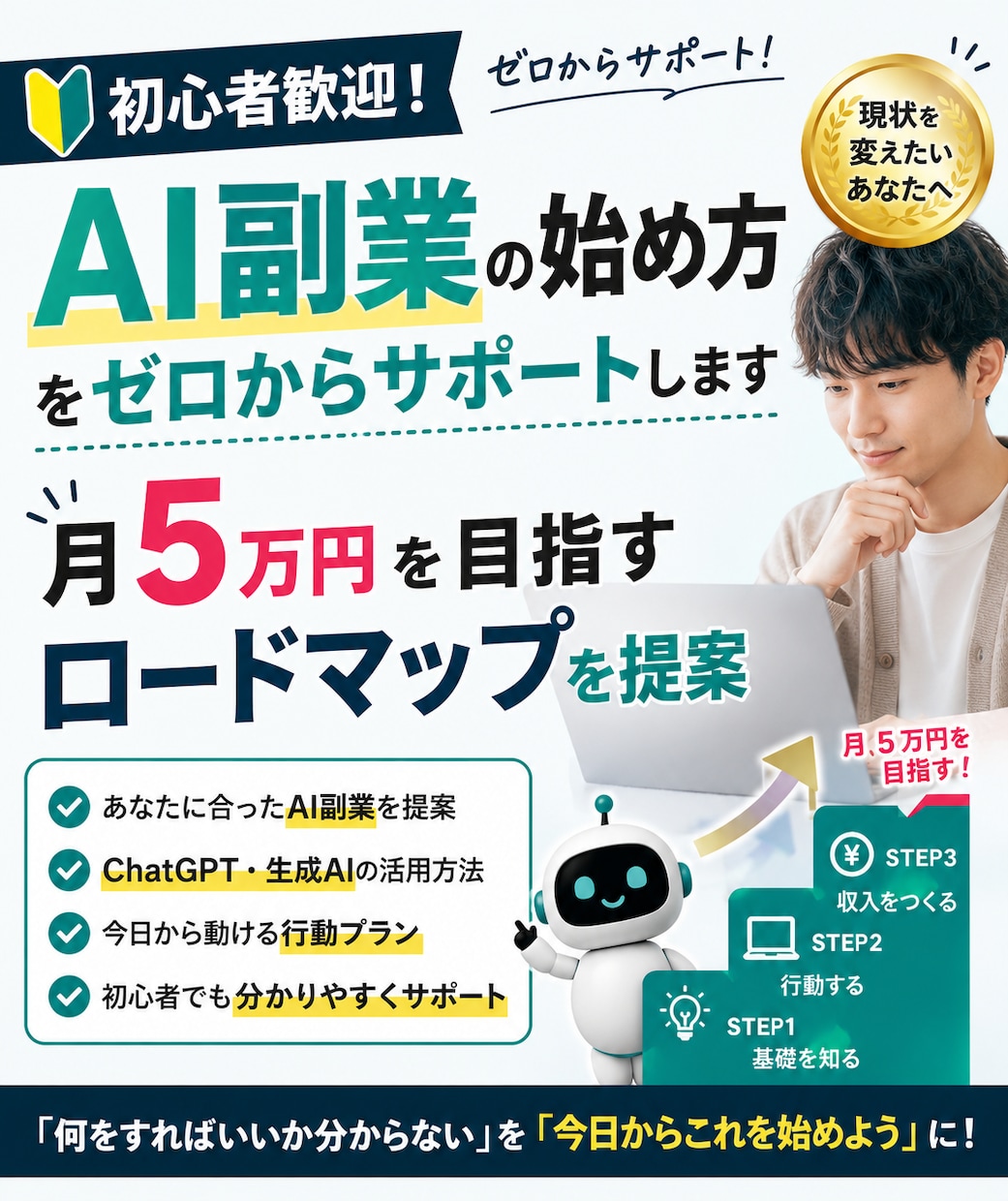 AI副業の始め方をゼロからサポートしますます 初心者歓迎！月5万円を目指すロードマップを提案 イメージ1