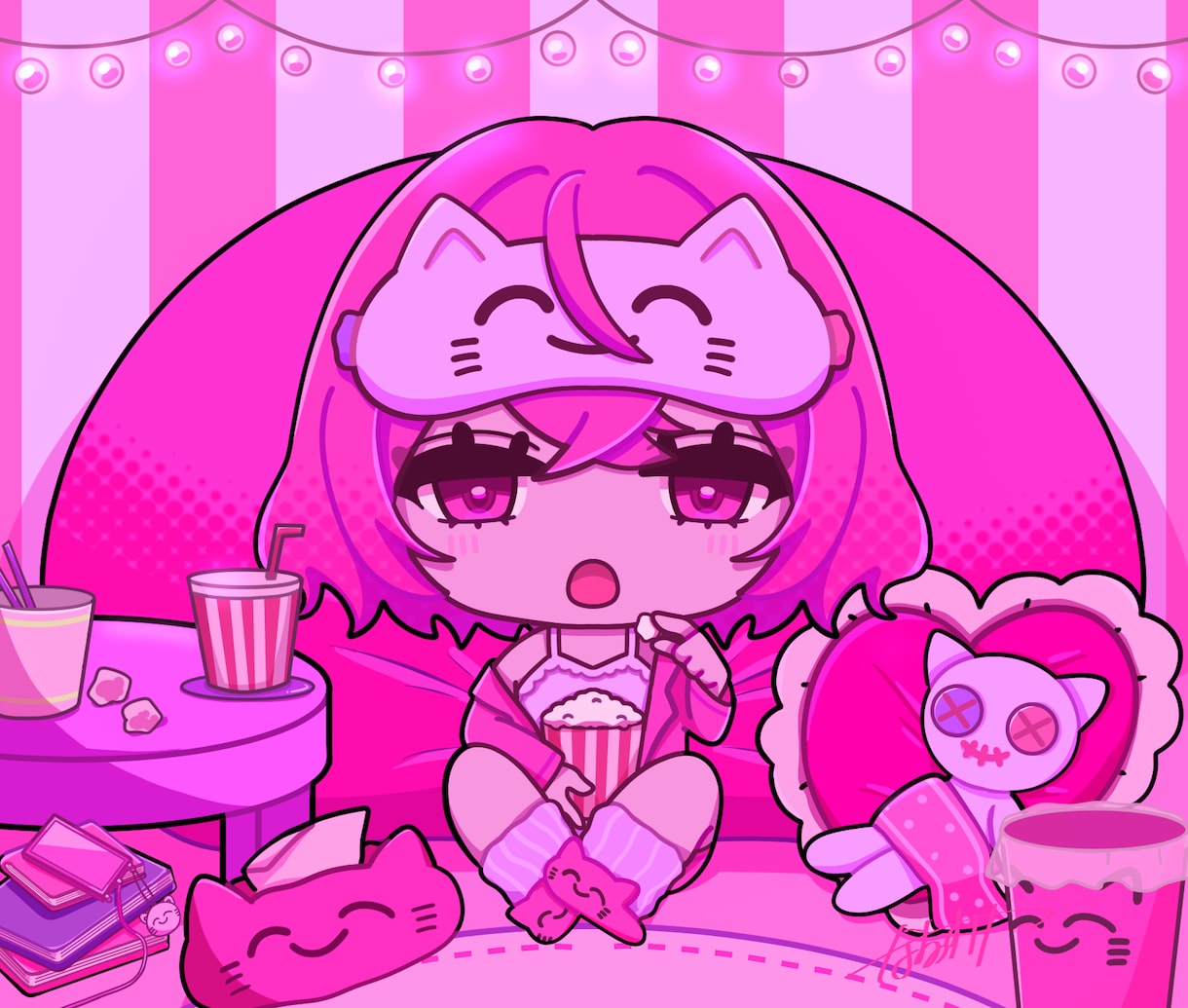 ピンク系のかわいいイラスト描きます 夢絵/イラストオーダー/可愛いキャラが好みの方へ イメージ1