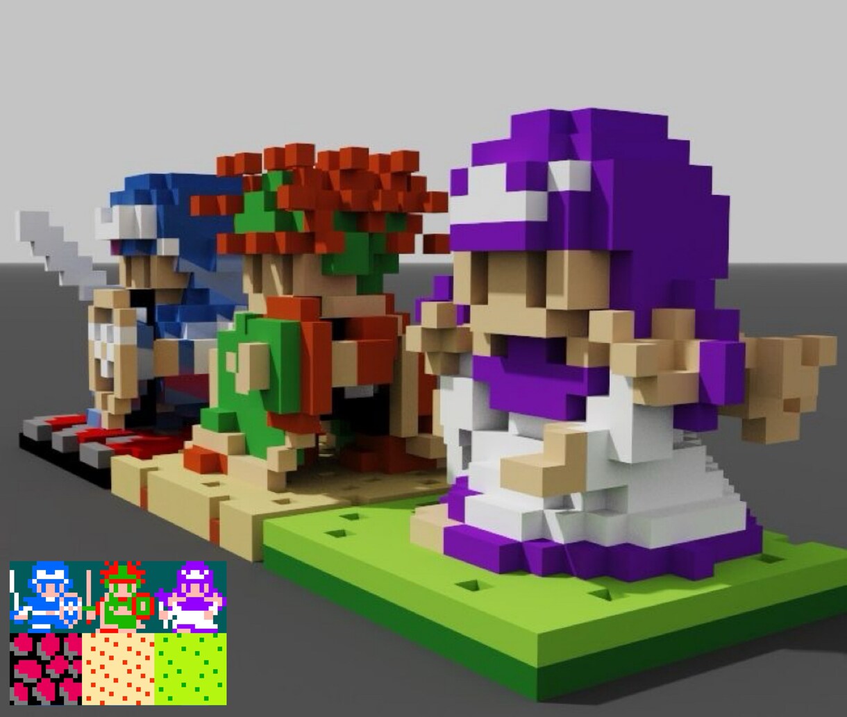 voxel ボクセルアート製作受付けます 2D➡︎3Dに!ドット画(え)やアイロンビーズ図案製作も。 イメージ8