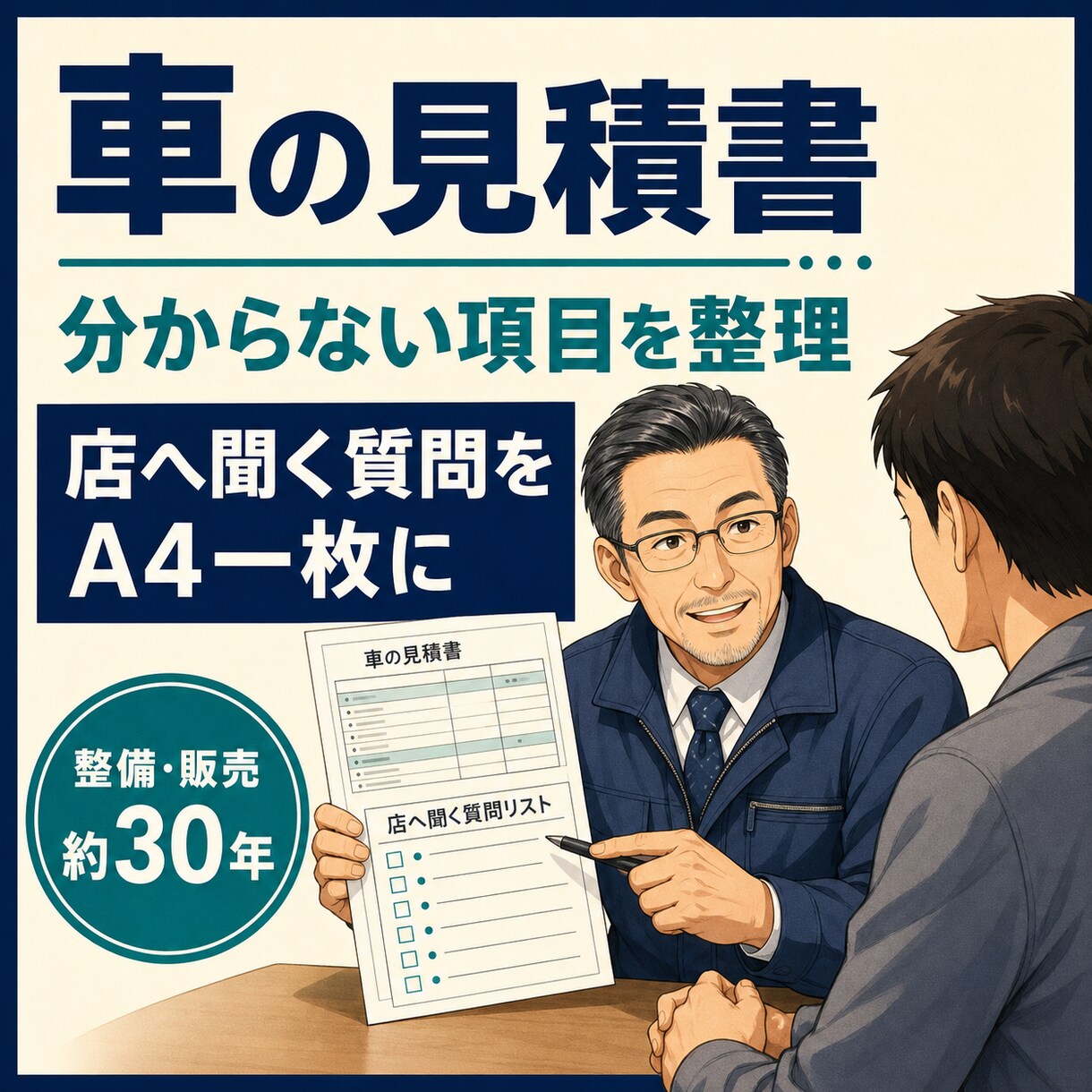 車の見積書を読みやすく整理します 見積項目を分類し店へ聞く質問を一枚に イメージ1