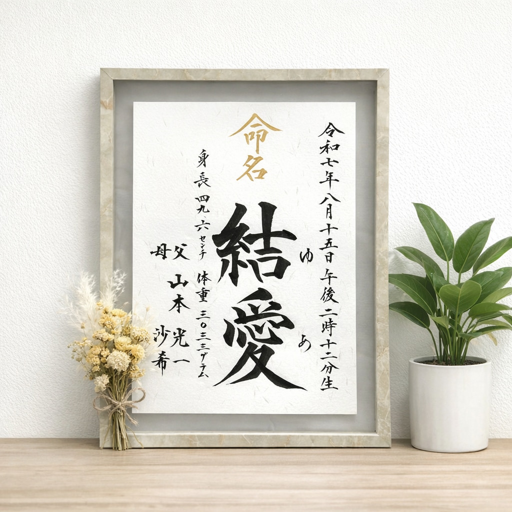 美しく気品のある毛筆手書き正統派命名書を制作します 初めてのプレゼントは一生物の命名書、迅速に丁寧にお書きします イメージ1