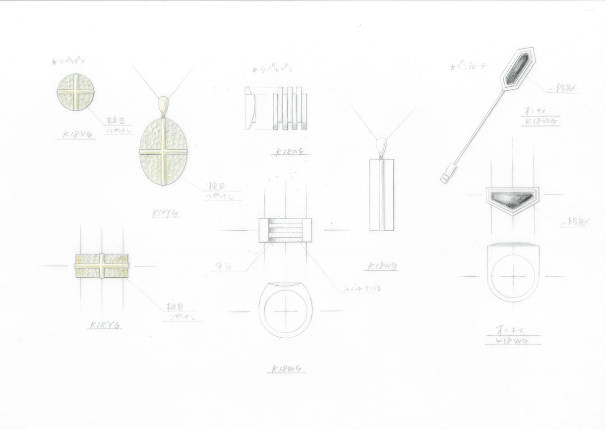 ジュエリーデザイン画描きます ☆加工出し用の製図（二面図）×1型（手描き） イメージ7