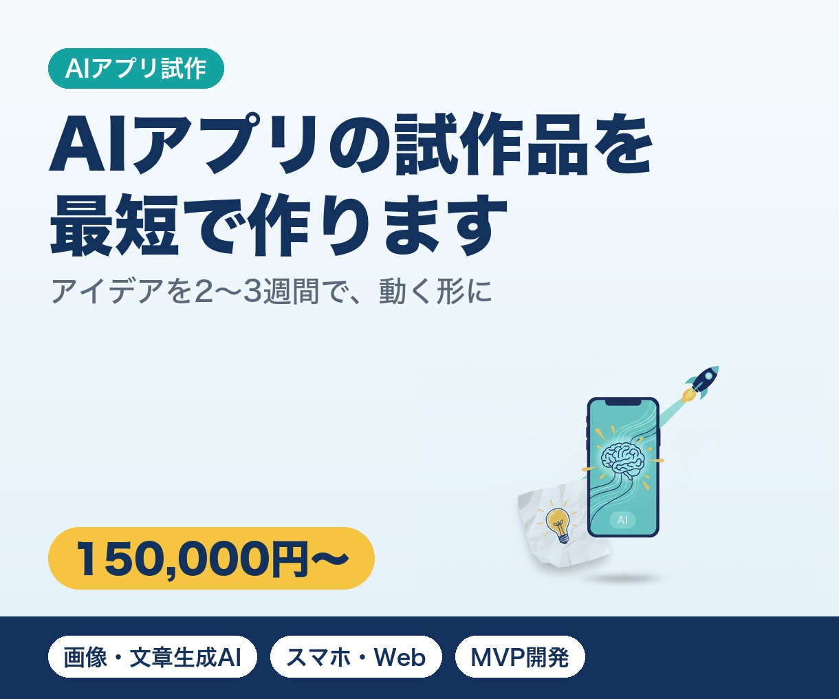 AIを使ったアプリの試作品を最短で作ります アイデアを2〜3週間で動く形に｜画像・文章生成AI対応 イメージ1