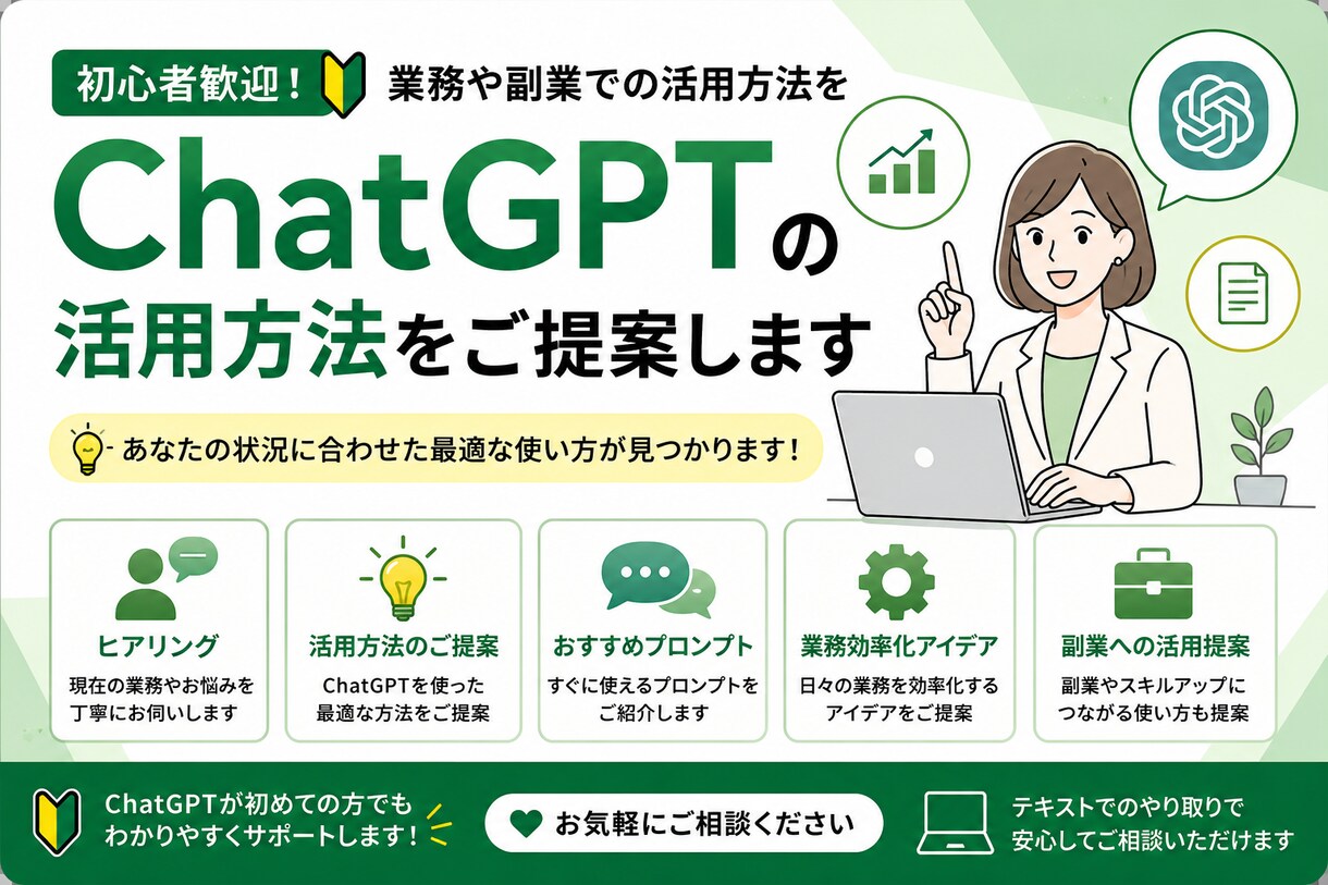ChatGPTの活用方法をご提案します 初心者歓迎！業務での活用方法を分かりやすくご提案 イメージ1