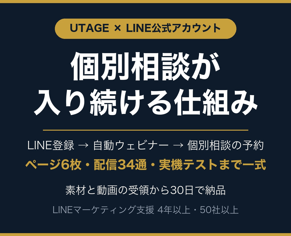 自動ウェビナーで個別相談が入る仕組みを構築します LINE登録から個別相談の予約までを自動でつなぎます イメージ1
