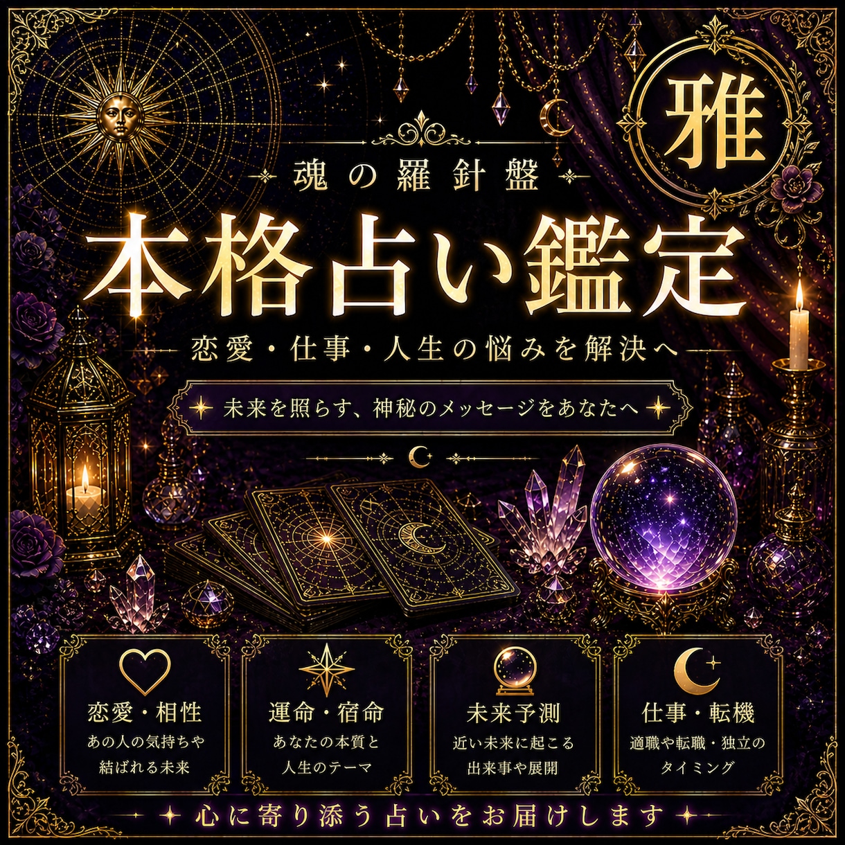 最高峰鑑定【雅】最高の未来を歩むための術を授けます 七種の占術／魂の目的を網羅する20000字以上の極限鑑定 イメージ1