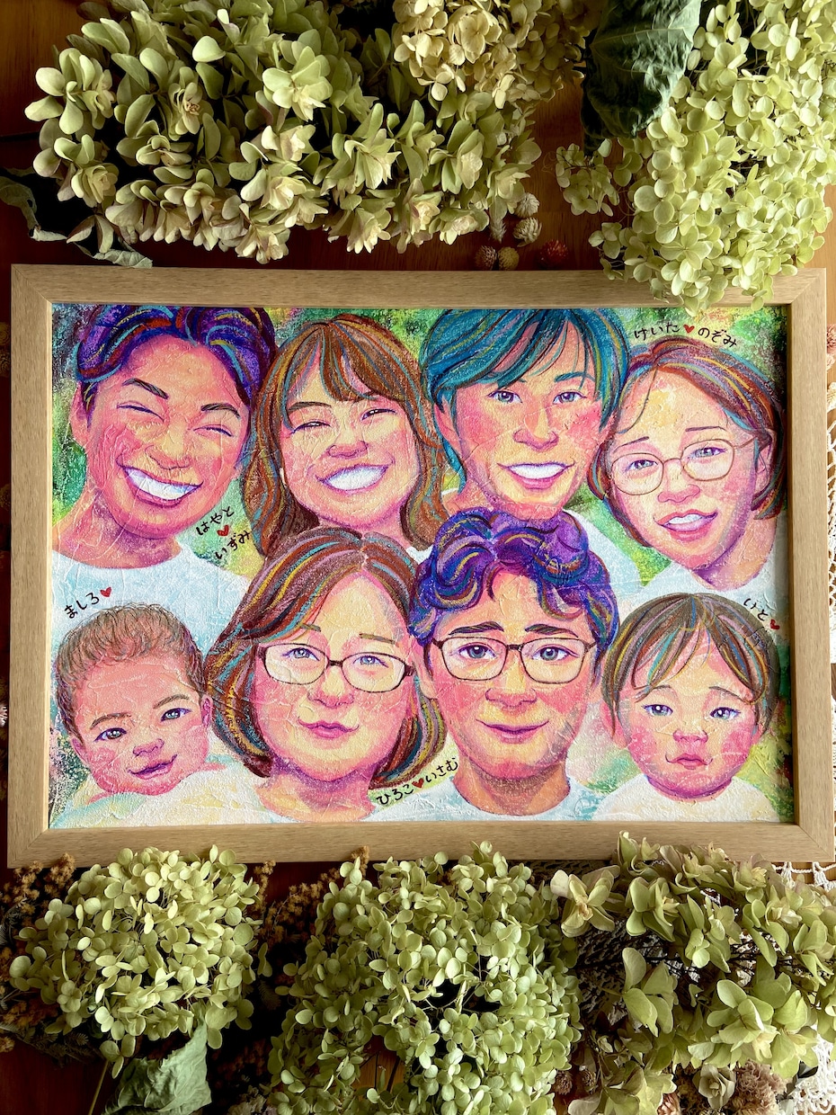 温かくて絵画的✨オシャレでそっくりな似顔絵描きます アクリル画の多彩なカラー、世界に一つの記念になる似顔絵作品 イメージ1